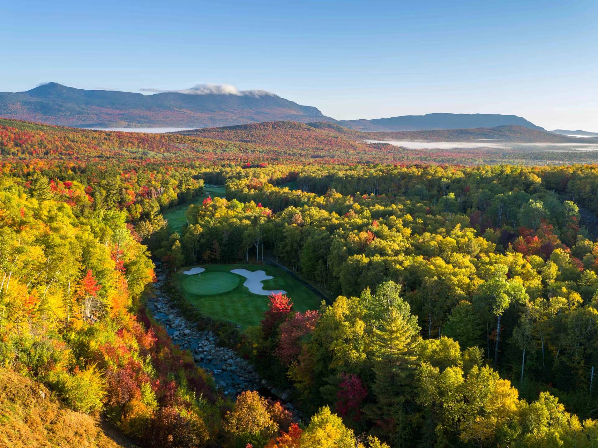 Sugarloaf Golf Club in fall, from above